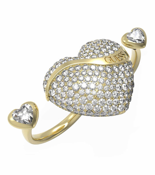  Gold Guess Jewellery ring, top angle view, showcasing the exquisite craftsmanship and luxurious gold color finish.