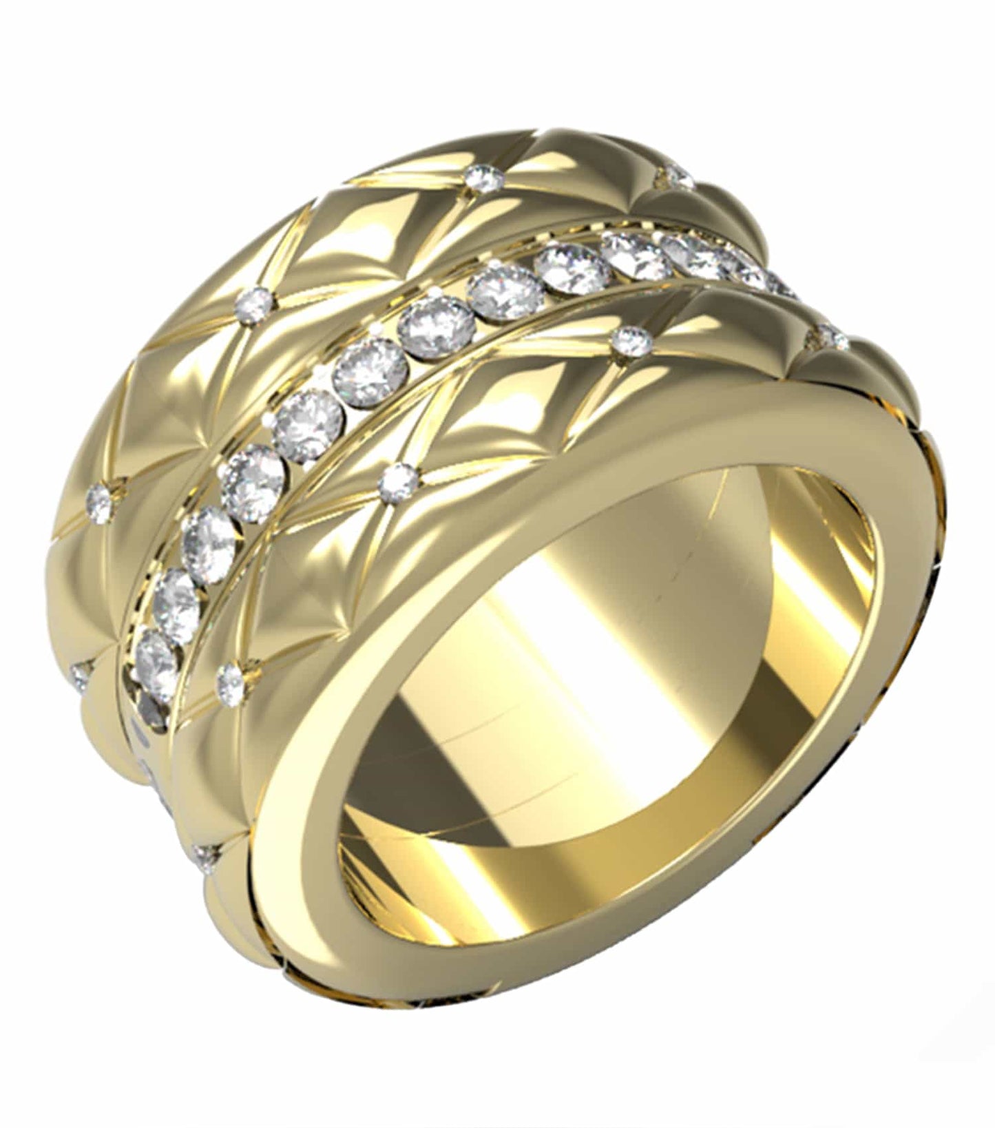 Stylish Guess Jewellery gold ring showcasing intricate detailing, captured at a slight angle, reflects elegance and luxury.