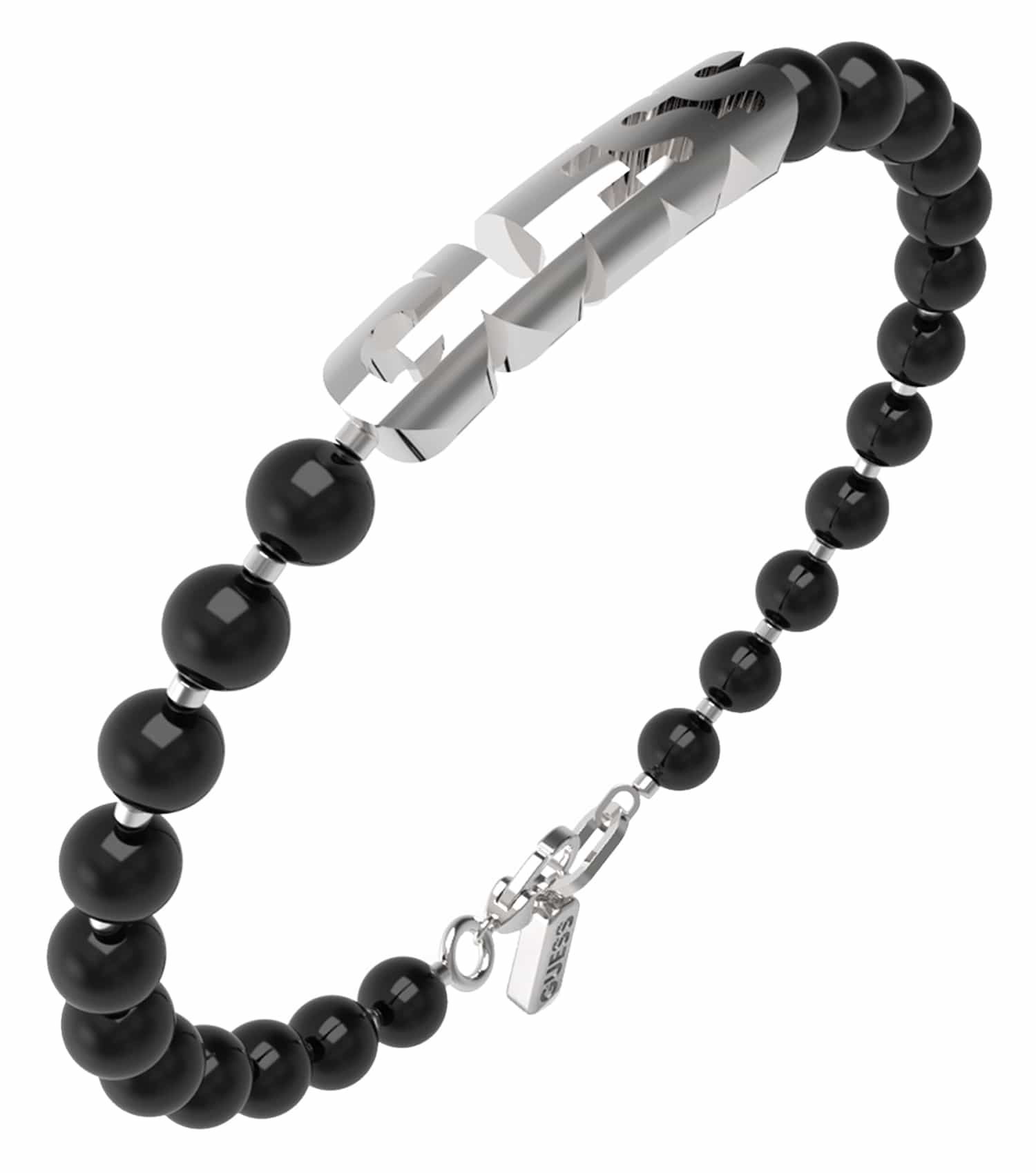 Elegant Guess Jewellery silver bracelet, front angle, featuring stunning detailing that embodies a passion for fine artistry.