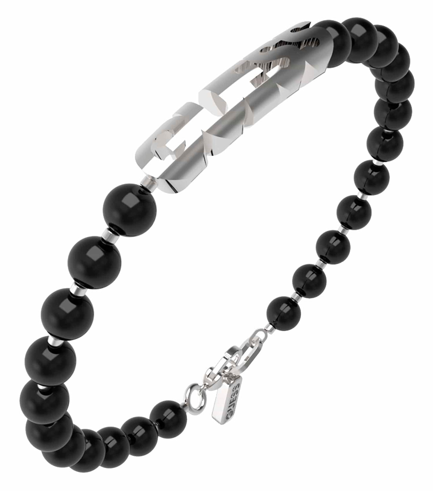 Elegant Guess Jewellery silver bracelet, front angle, featuring stunning detailing that embodies a passion for fine artistry.