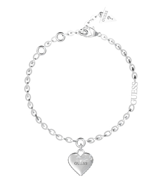 Gold Guess Jewellery bracelet, elegantly angled display with intricate links, glinting delicately in soft lighting, showcasing luxury.