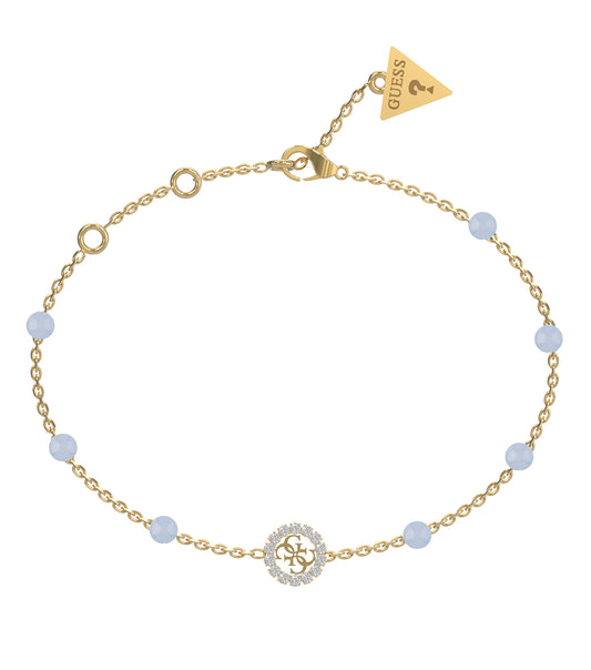 Guess Jewellery gold bracelet showcasing elegant design with front-facing angle, embodying luxury fashion and timeless style.