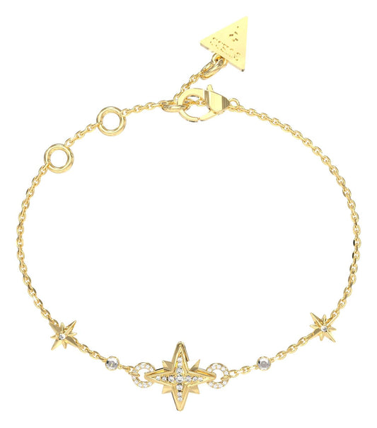 Guess Jewellery Gold/Silver bracelet with intricate design, glistening in light; angled view highlights elegance and craftsmanship.