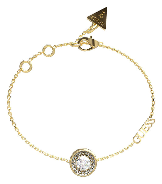 Elegant Guess Jewellery gold bracelet showcasing sophisticated design from a slightly angled perspective, highlighting craftsmanship.