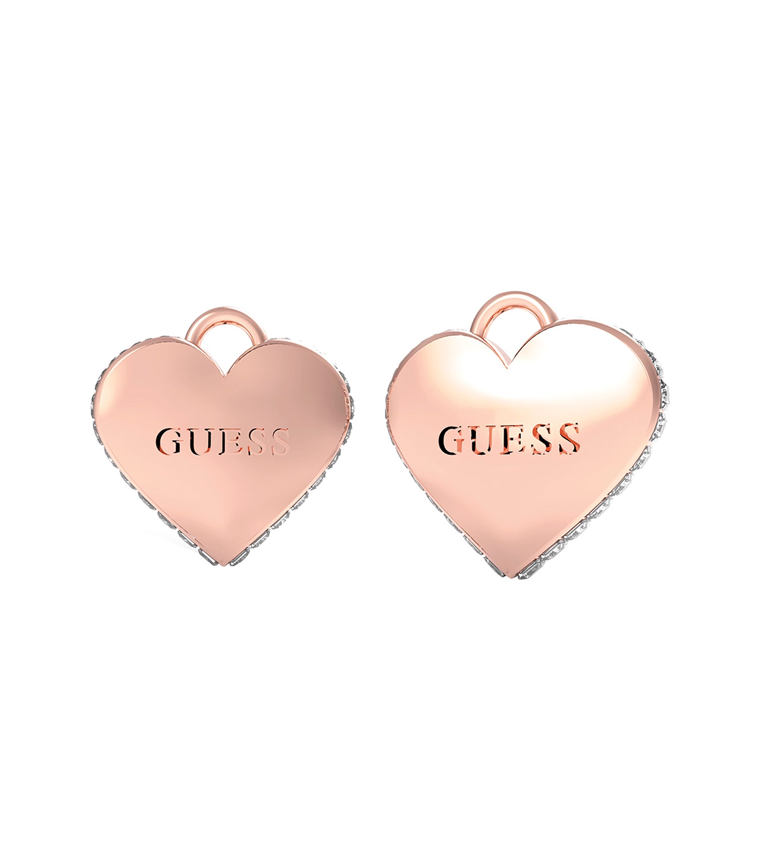 Guess Jewellery gold earring, front view; elegantly designed with a sleek finish, perfect accessory for fashion enthusiasts.