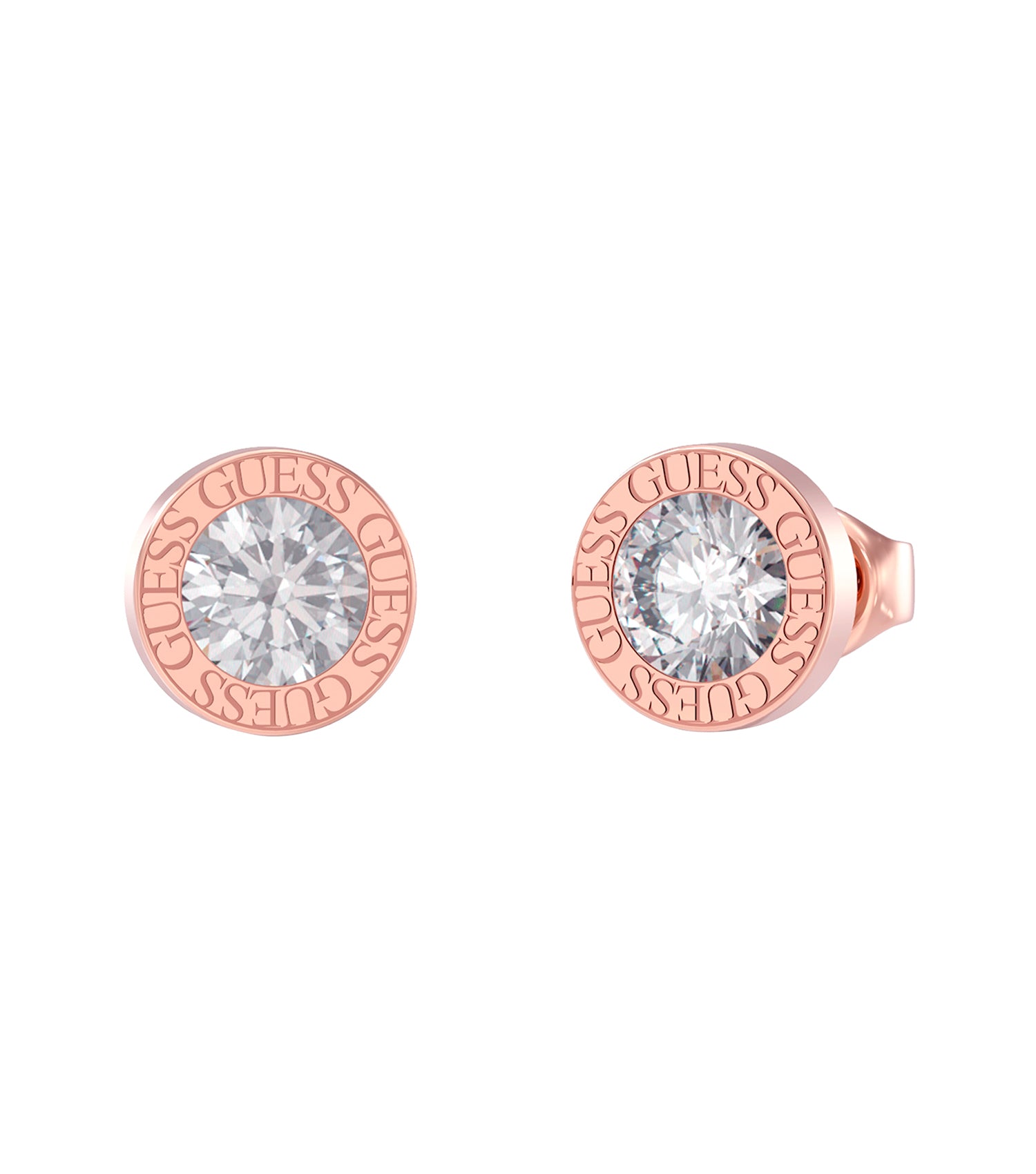 Gold Guess Jewellery earring, elegant design, front view, showcasing intricate detailing, perfect accessory for discerning fashion enthusiasts.