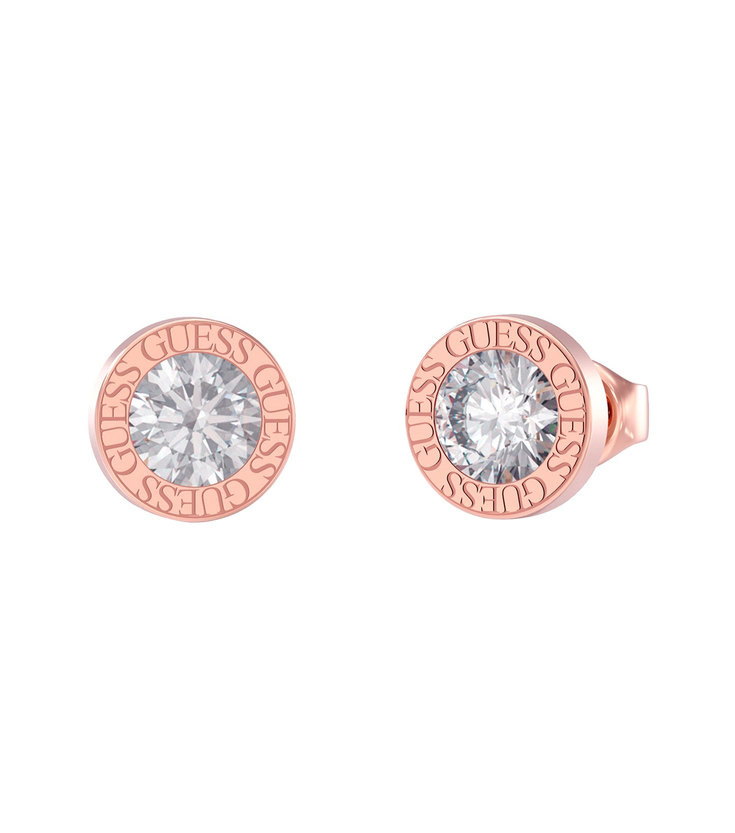 Gold Guess Jewellery earring, elegant design, front view, showcasing intricate detailing, perfect accessory for discerning fashion enthusiasts.