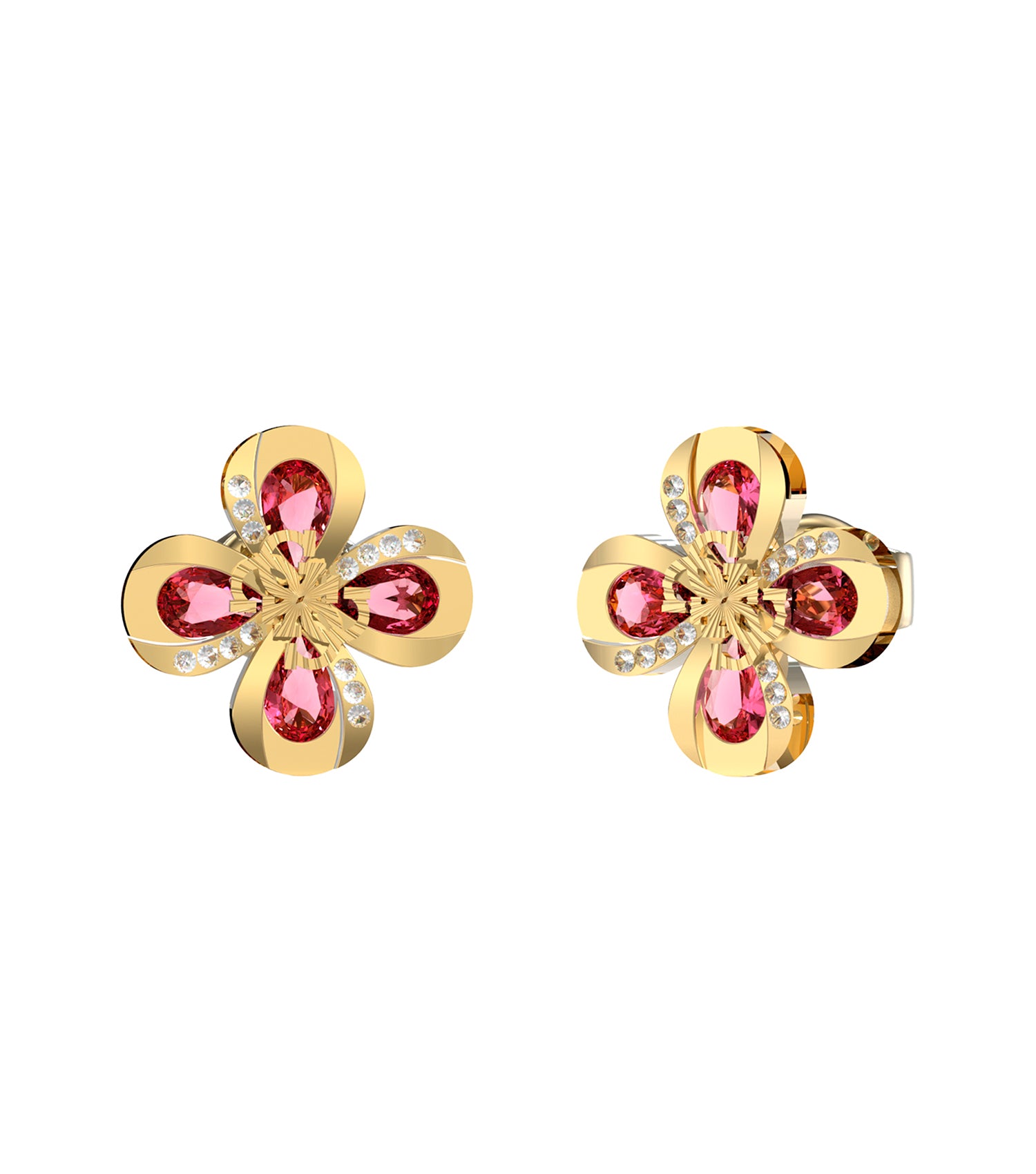 Gold Guess Jewellery hoop earring with polished smooth finish, elegantly displayed at a front angle against a light background.