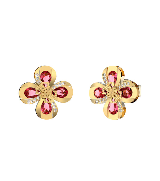 Gold Guess Jewellery hoop earring with polished smooth finish, elegantly displayed at a front angle against a light background.
