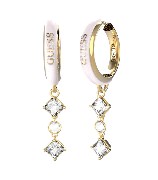 Guess Jewellery gold earring, polished finish, angled elegantly for a chic display, embodies timeless allure and sophistication.