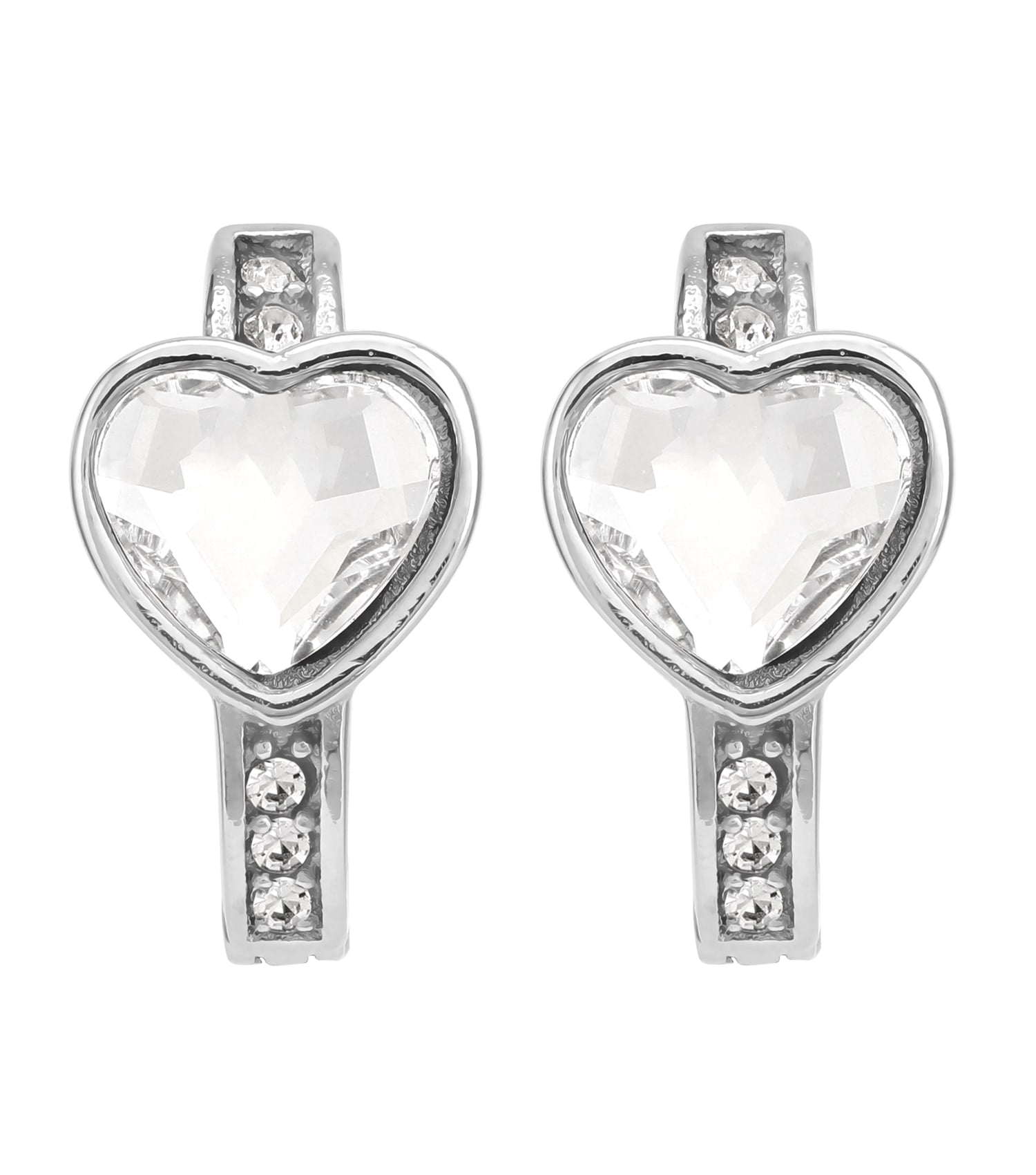 Guess Jewellery silver earring, close-up angle showcasing intricate design details, perfect for passionate jewelry enthusiasts.