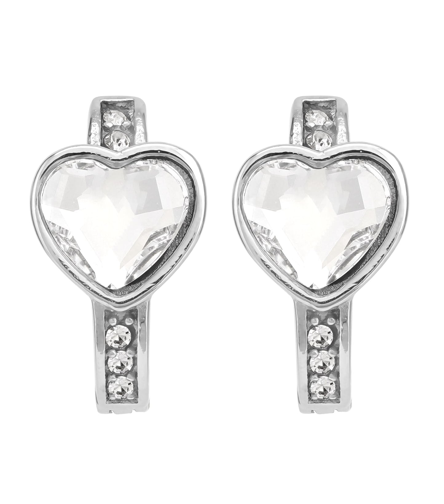 Guess Jewellery silver earring, close-up angle showcasing intricate design details, perfect for passionate jewelry enthusiasts.
