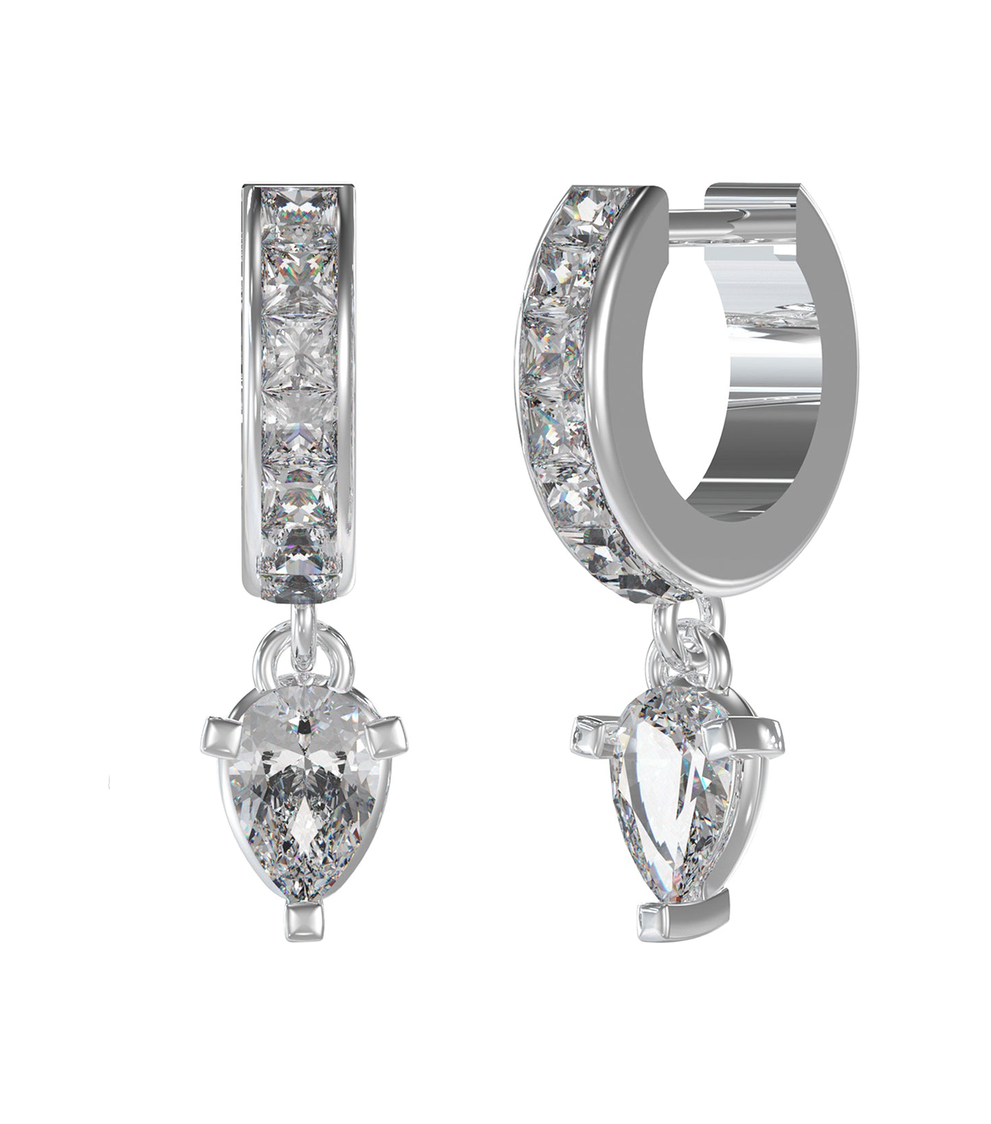 Guess Jewellery elegant silver earring, front-view showcases a polished surface with delicate design, capturing subtle sophistication.