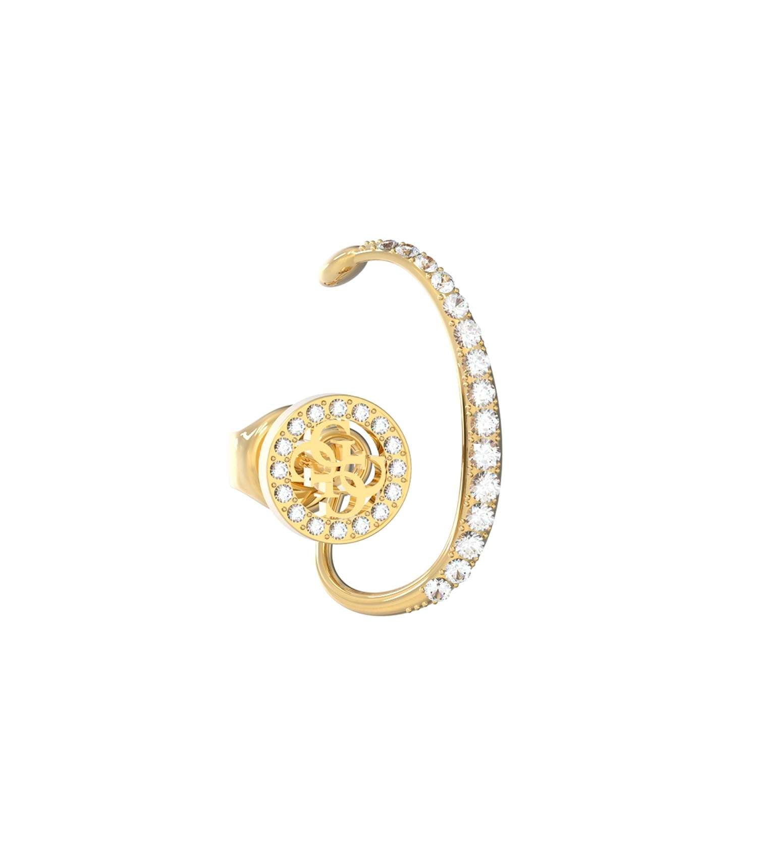 Stunning gold Guess Jewellery earrings, front view, showcasing elegant design and luxurious shine against a plain backdrop.