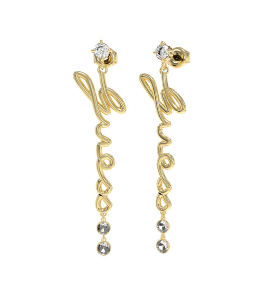 Guess Jewellery gold earrings, front angle view, showcasing elegant design and luxurious shine in a captivating gold color.