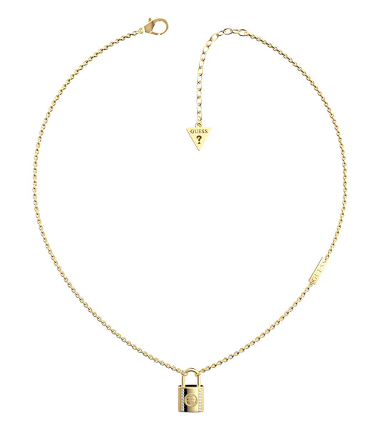 Elegant Guess Jewellery silver necklace showcasing a classic design, angled gracefully against a light backdrop, exuding sophistication.