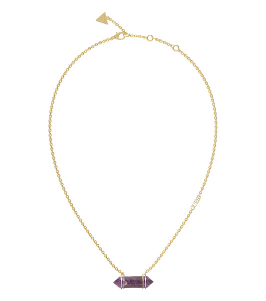 Guess Jewellery gold necklace, angled slightly to the right, showcasing its elegant link design against a contrasting background.