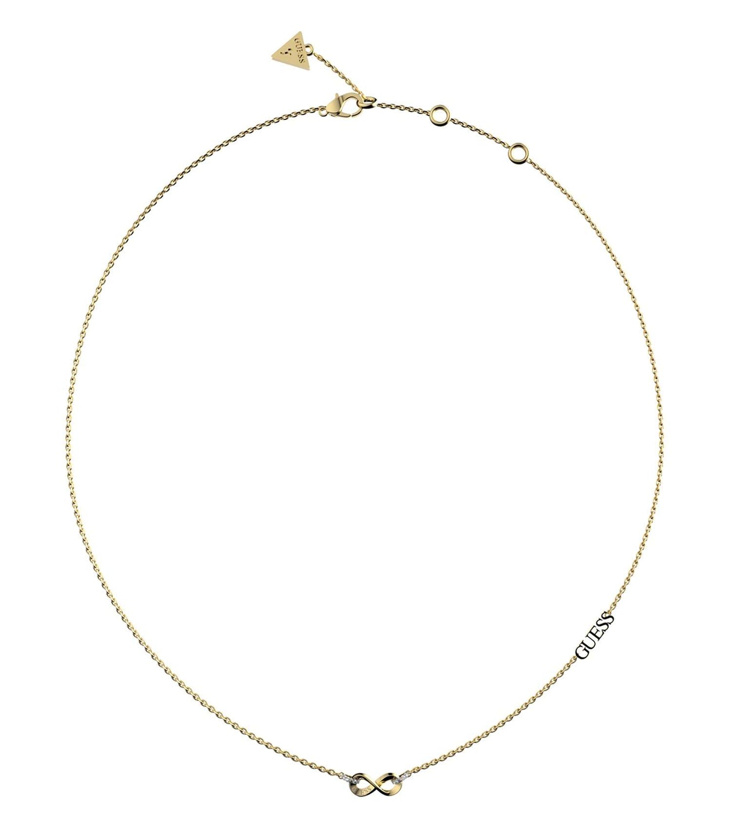 Guess Jewellery gold necklace with a sleek, elegant design, showcasing a polished finish at a front-facing angle.