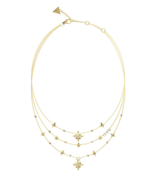  Elegant Guess Jewellery gold necklace displayed at a front angle, showcasing its exquisite modern design and luxurious finish.