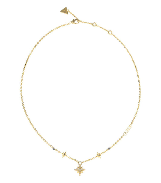 Guess Jewellery gold necklace, elegantly displayed front-facing, showcasing polished chain links, perfect blend of style and sophistication.
