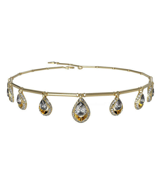 GUESS Jewellery gold necklace, photographed at a diagonal angle, showcasing its elegant design and shimmering finish.