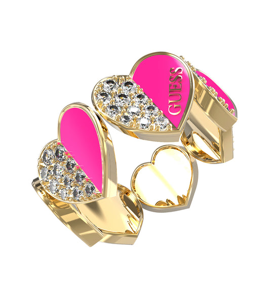 Lilac gold ring by Guess Jewellery, angled view showcasing elegant design and sparkling detail; perfect accessory for luxury fashion.