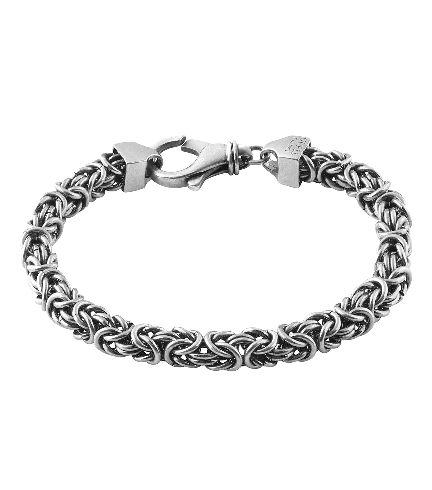 Guess Jewellery Antique Silver Bracelet, stunning front angle view showcasing intricate design and timeless elegance.