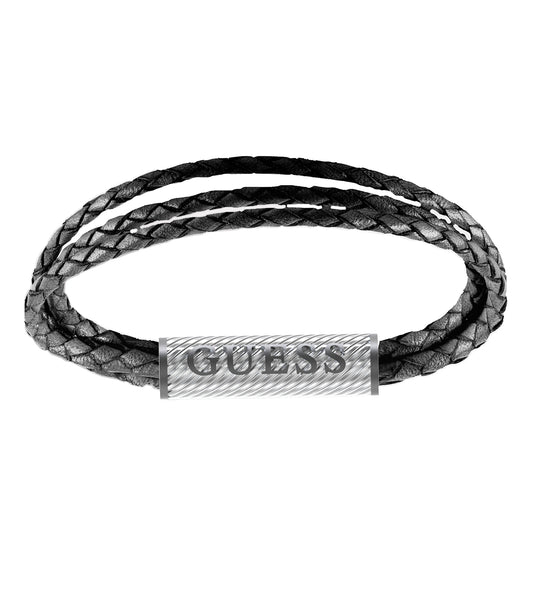 Guess Jewellery silver bracelet, showcasing a shimmering design, elegantly angled for a detailed view, perfect for fashion enthusiasts.