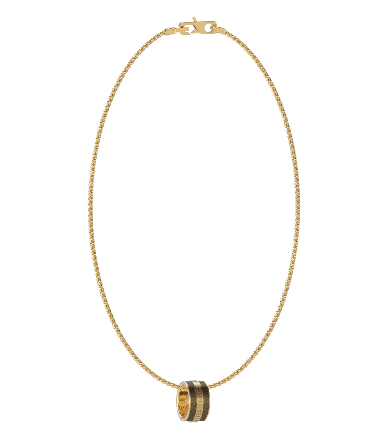 Elegant Guess Jewellery gold and black necklace with full frontal view, highlighting its sleek design and luxurious finish.