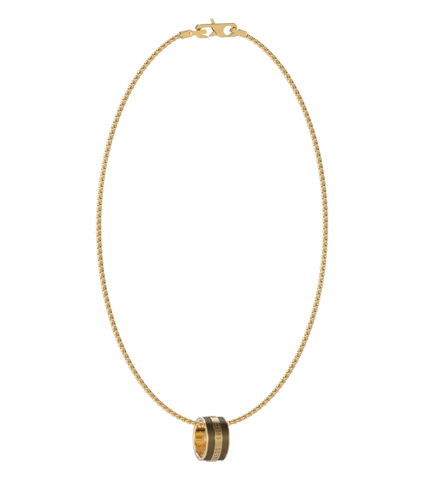Elegant Guess Jewellery gold and black necklace with full frontal view, highlighting its sleek design and luxurious finish.
