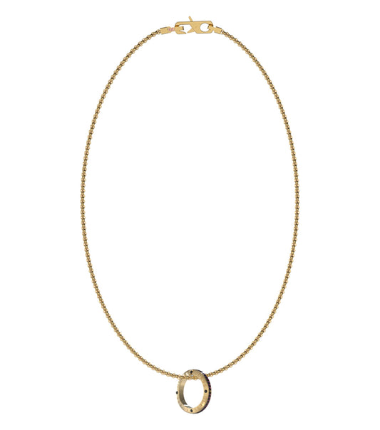 Elegant Guess Jewellery gold and black necklace displayed at a side angle, showcasing the intricate design and luxurious color contrast.
