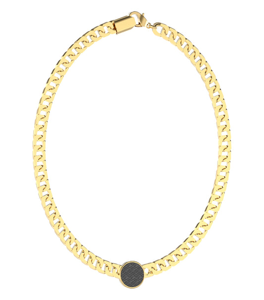 Guess Jewellery gold and black necklace, gracefully angled, highlights sleek links and an elegant clasp design, evoking luxury.