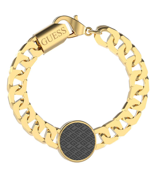  Elegant Guess Jewellery bracelet in stunning gold and black, angled to showcase intricate details and sleek design.