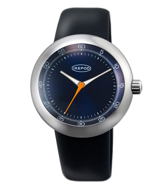 IKEPOD blue watch with sleek design, front angle; showcasing elegant dial, contemporary style, ideal for horology enthusiasts.