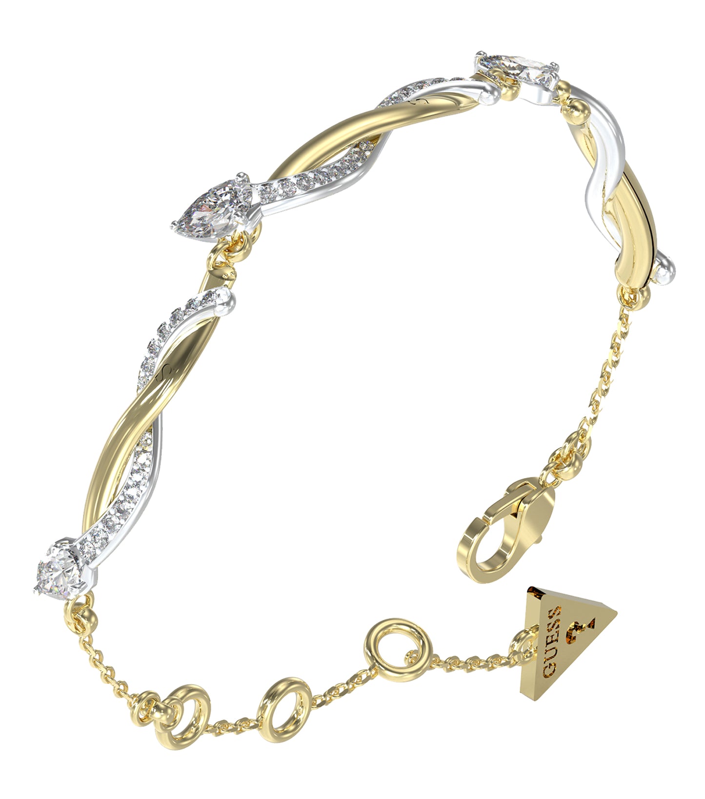 Women Guess Id Bracelet Silver &Amp; Gold Small