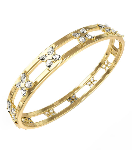 Ladies Wild Flower Bracelet Gold Steel