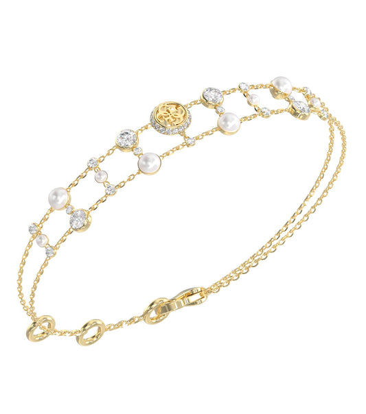 Ladies Tiny Pearly Bracelet Gold Steel