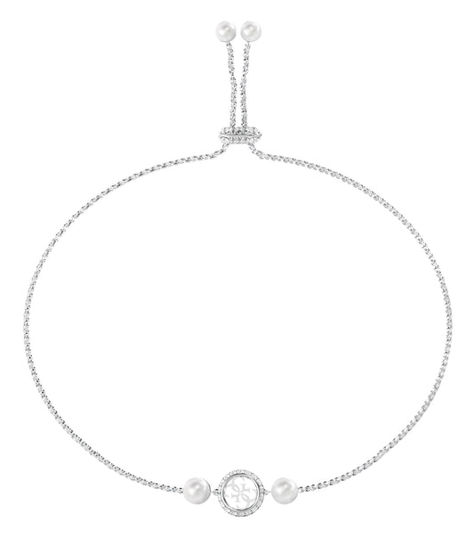 Ladies Tiny Pearly Bracelet Gold Steel