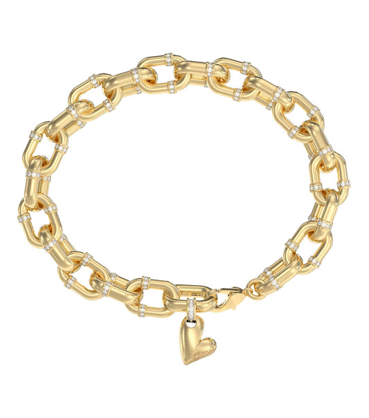 Ladies Golden Love Bracelet Gold Steel