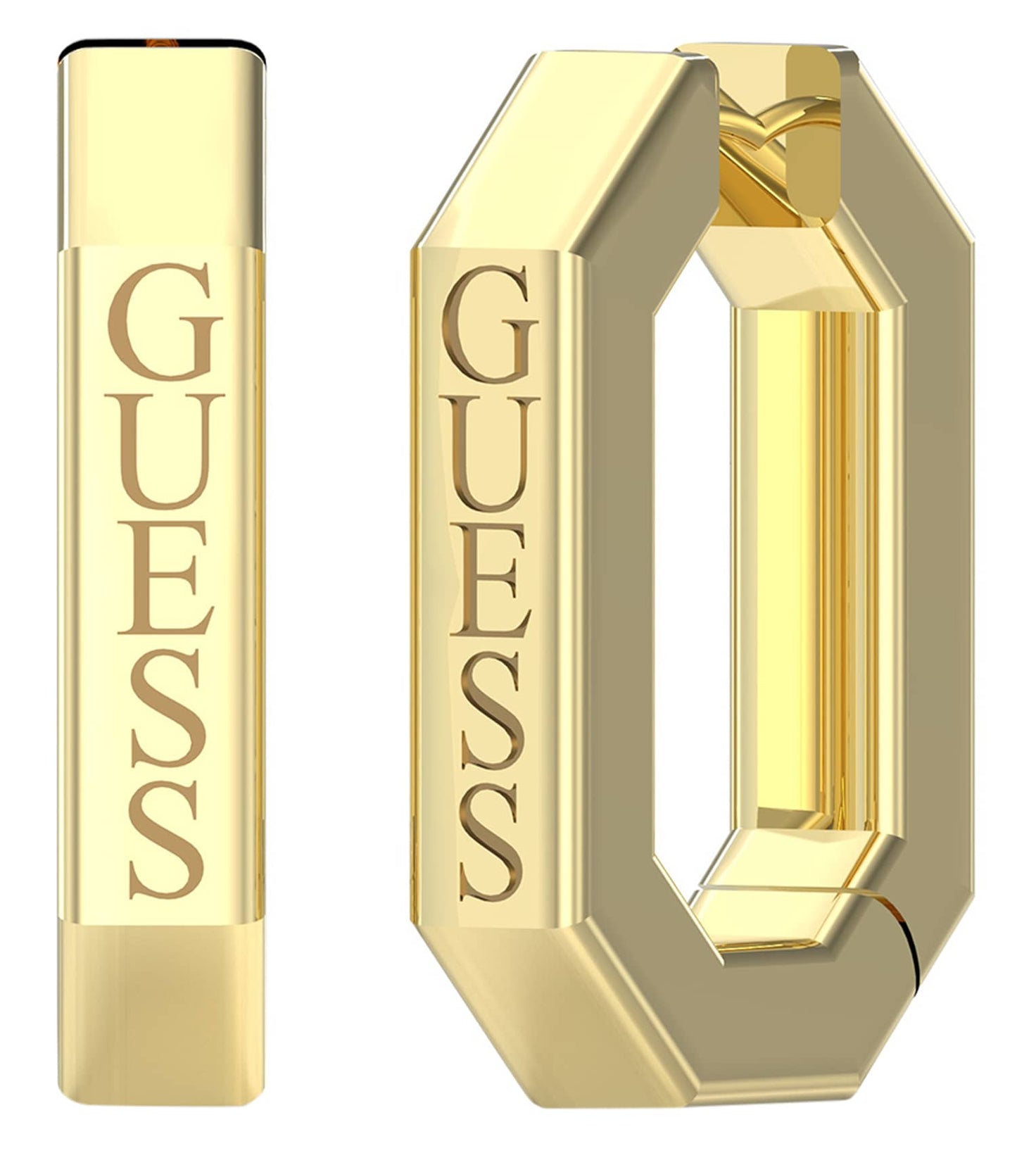 Women Guess Id Earrings Gold Steel