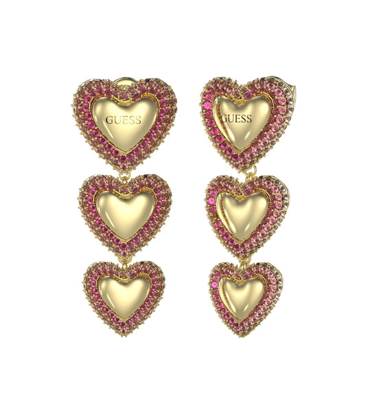 Guess Jewellery gold earrings featuring a front-facing view, showcasing sophisticated design and radiant metallic shine.