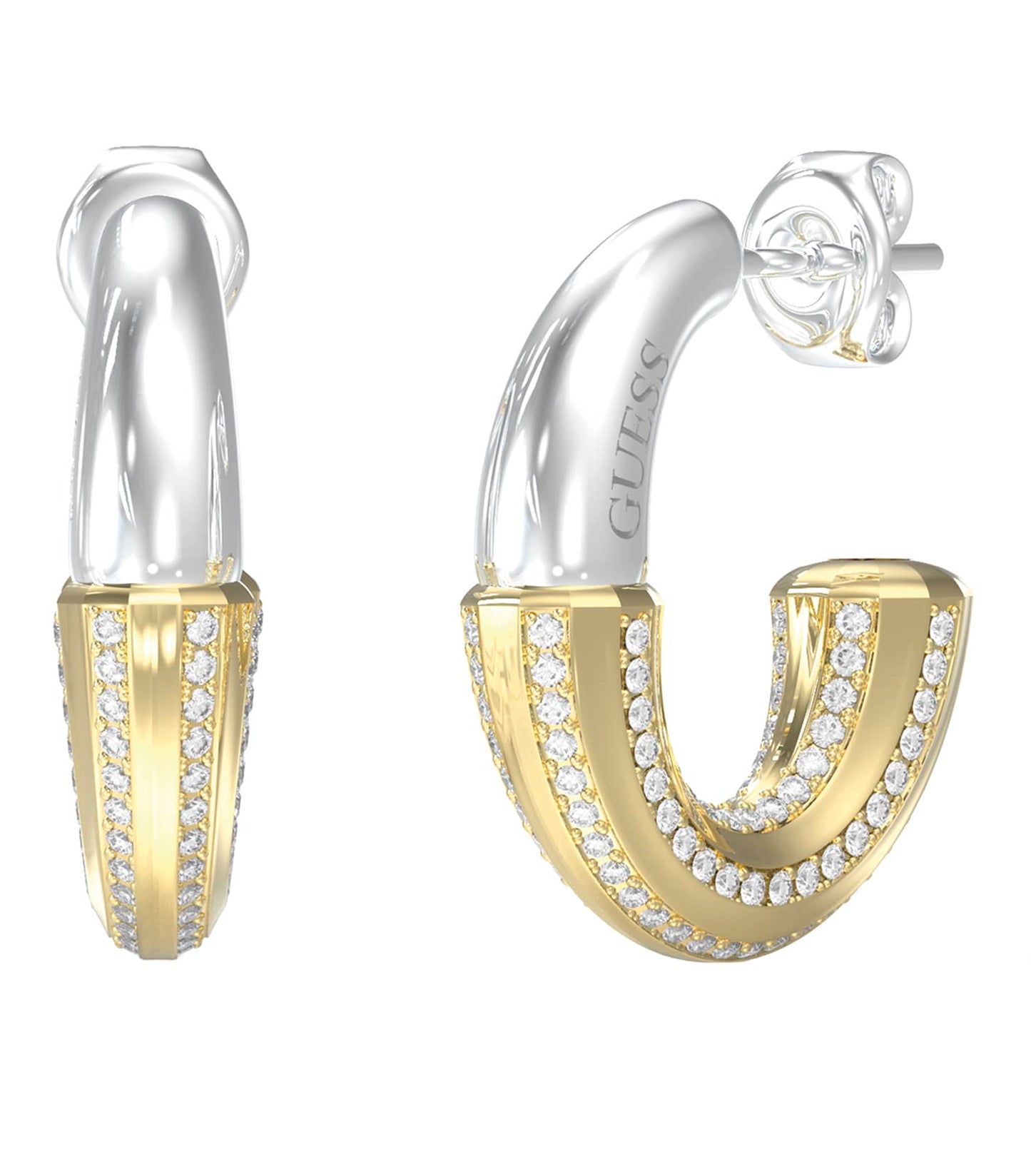 Ladies Majorelle Earrings Silver &Amp; Gold Steel
