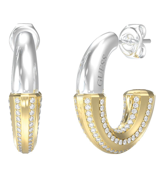 Ladies Majorelle Earrings Silver &Amp; Gold Steel