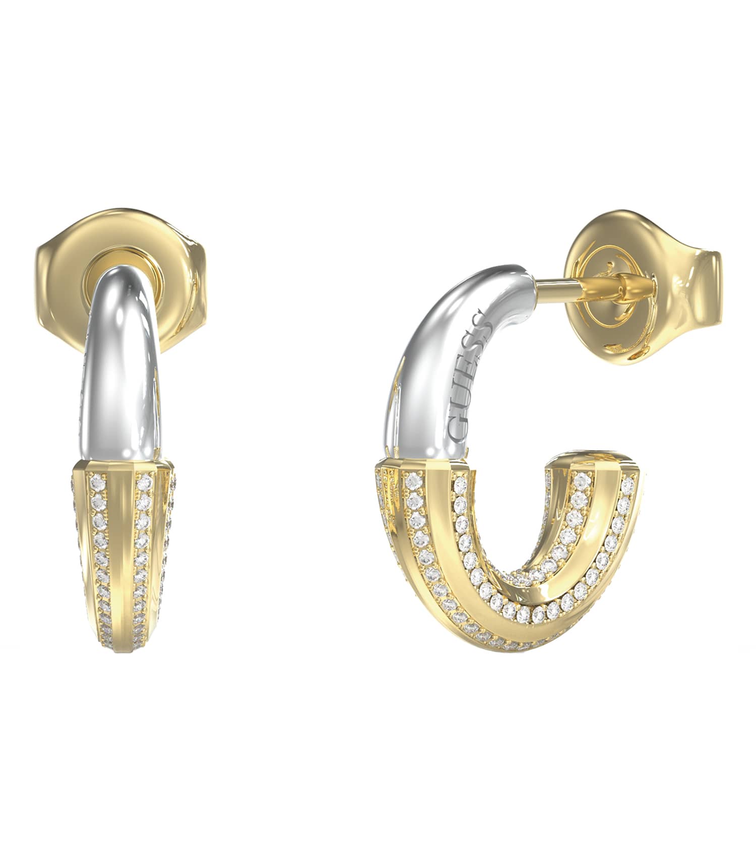 Ladies Majorelle Earrings Silver &Amp; Gold Steel