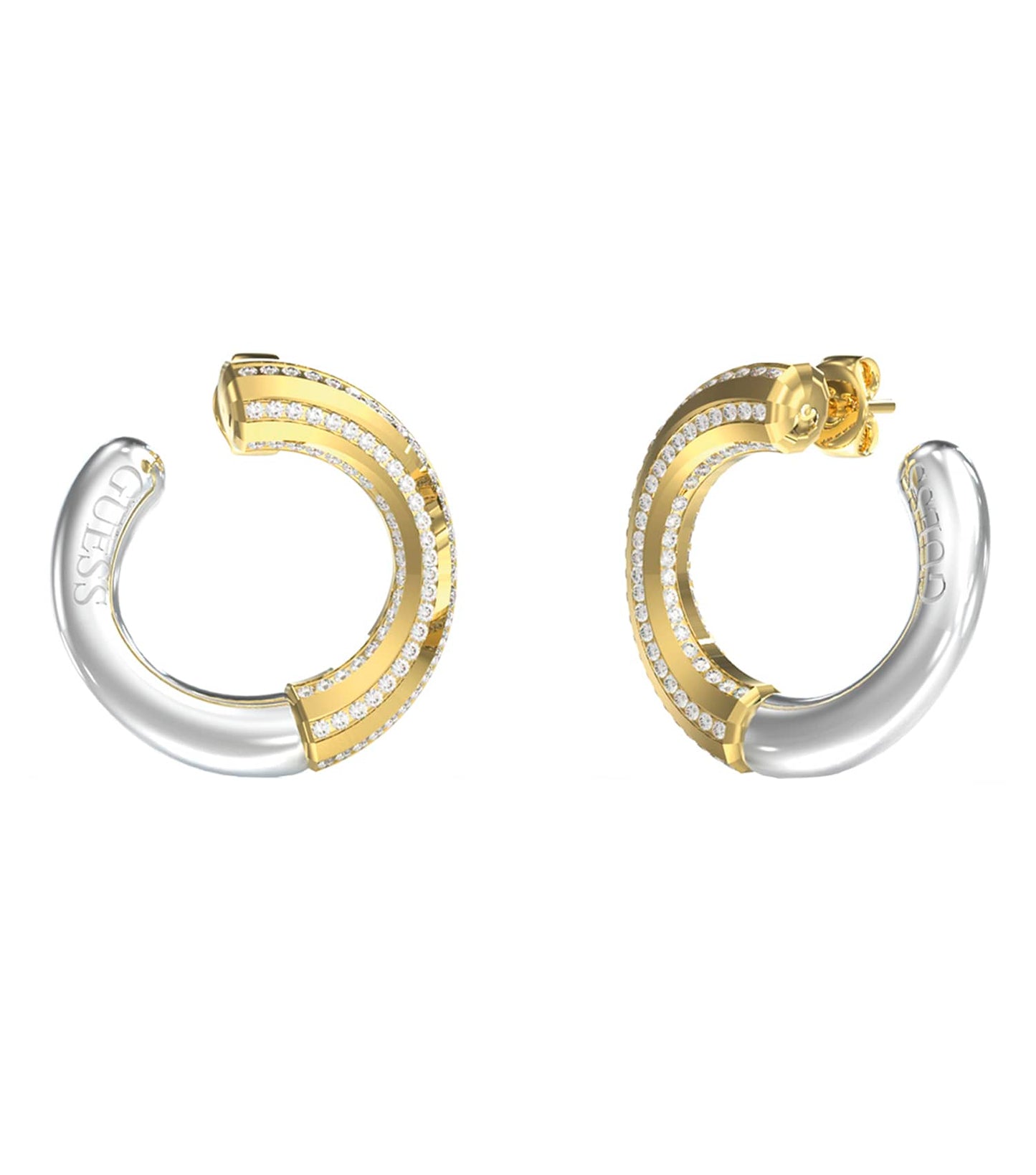 Ladies Majorelle Earrings Silver &Amp; Gold Steel