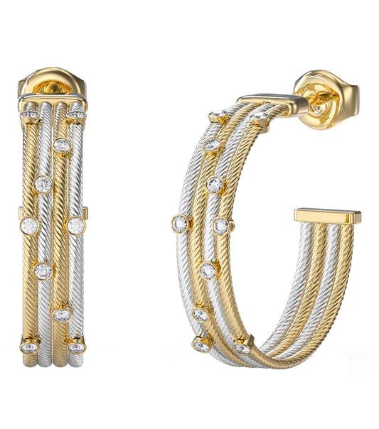 Ladies Kalybe Earrings Silver &Amp; Gold Steel