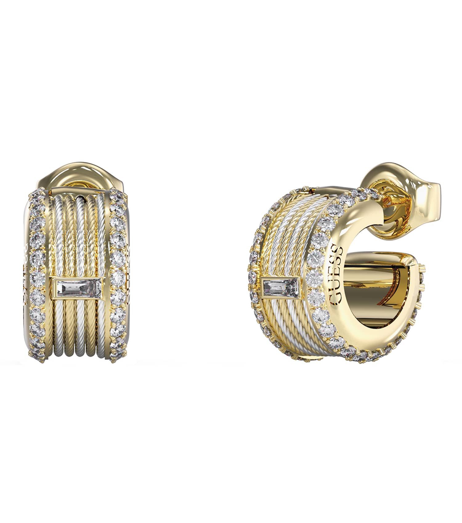 Ladies Kalybe Earrings Silver &Amp; Gold Steel