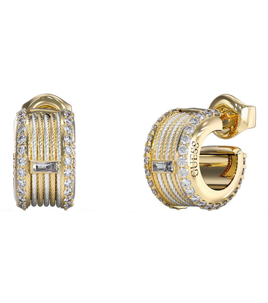 Ladies Kalybe Earrings Silver &Amp; Gold Steel