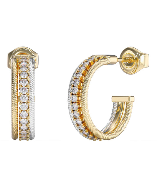 Ladies Kalybe Earrings Silver &Amp; Gold Steel
