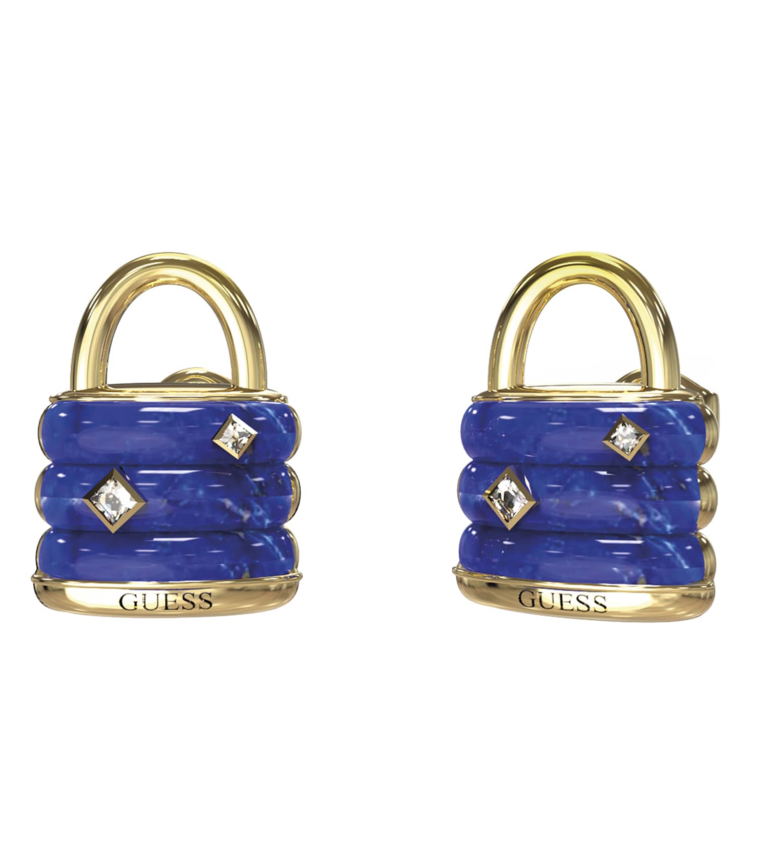 Ladies Guess My Secret Earrings Gold Steel